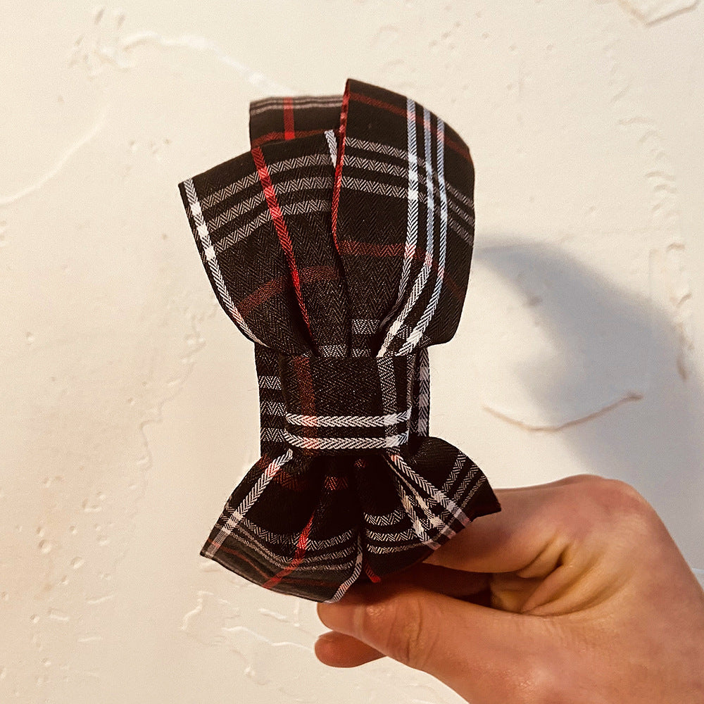 Wholesale Bow Tie Anti Slip Classic Plaid Wide Fabric Headband